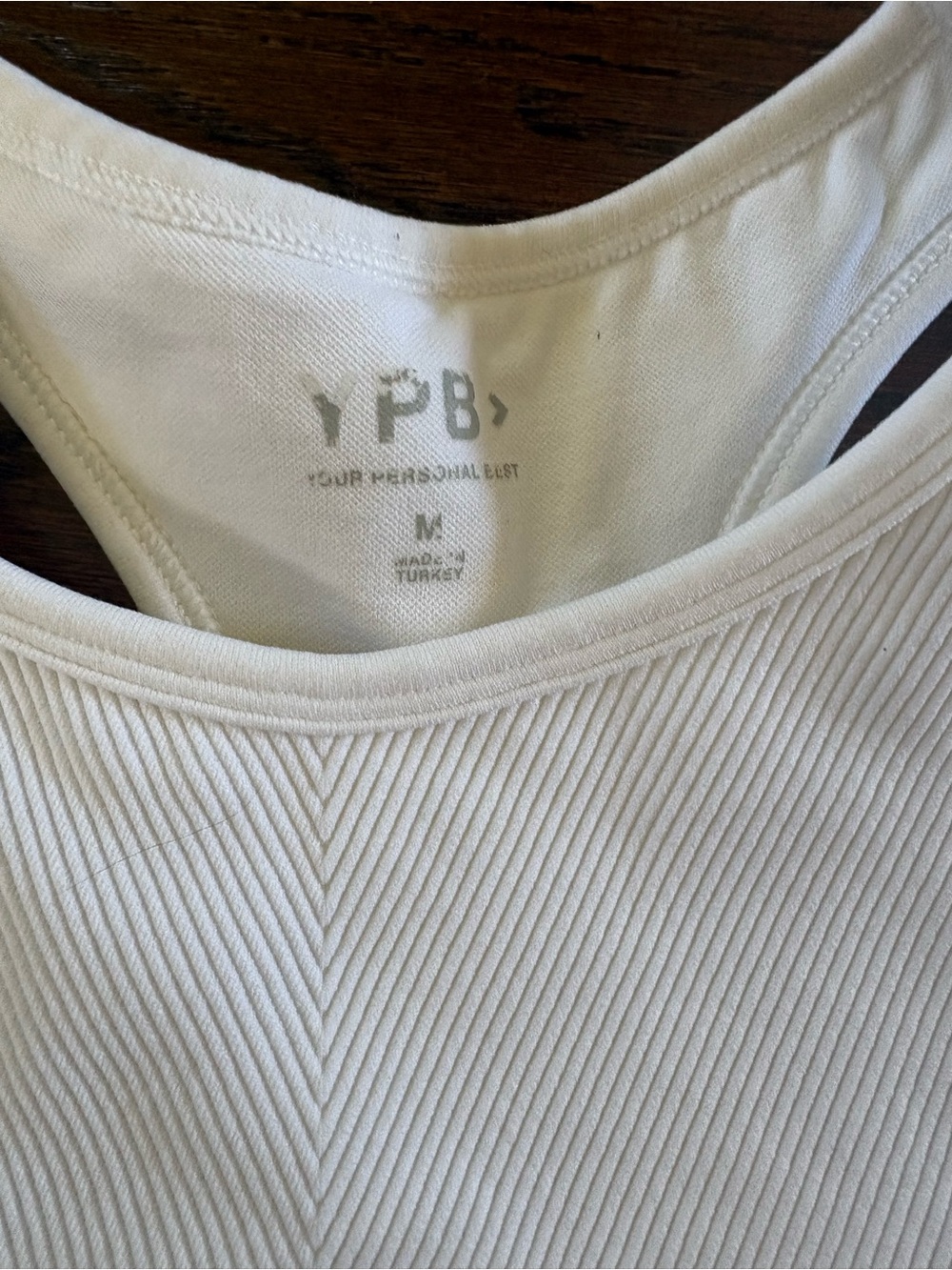 YPB White Ribbed Racerback Sports Bra - Picture 2 of 3